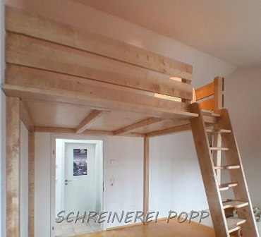 Hochbett Birke massiv mit Raumspartreppe - Möbelfertigung Hochbett Birke massiv mit Raumspartreppe - Möbelfertigung