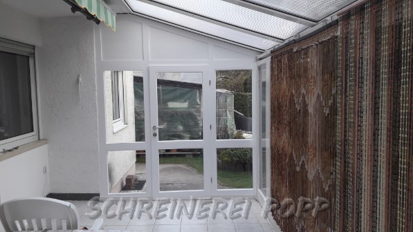 Wintergarten neue Seitenwand mit Tür - Außenbau Wintergarten neue Seitenwand mit Tür - Außenbau