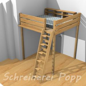 Hochbett Birke massiv Zeichnung