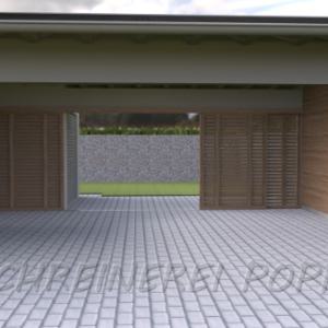 Zeichnung - Carport: beide Schiebetore geöffnet