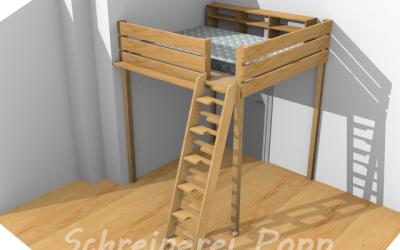 Hochbett Birke massiv Zeichnung