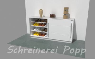 Schuhschrank mit Schiebetüren - Zeichnung