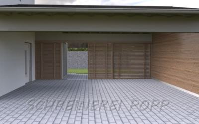 Zeichnung - Carport: 1 Schiebetor geöffnet